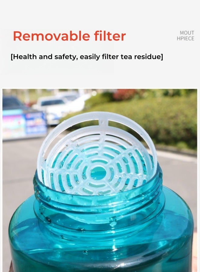 Space Outdoor Multifunctional Large Capacity Water Bottle Sports Water Bottle with Filter Green 3000ML - Image 4
