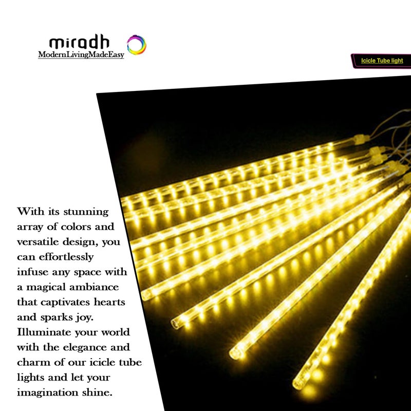 MIRADH Rain Drop Lights, LED Meteor Shower 11.8 inch 8Tubes 192 leds, Falling Lights diwali lights for decoration for home for home decoration(Warm-White) - Image 4
