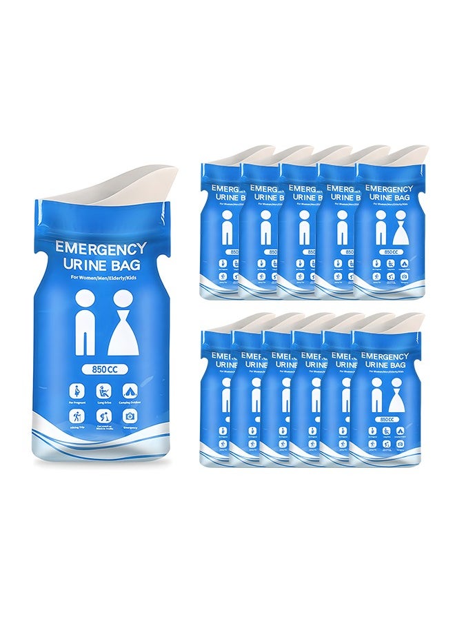 12 Pcs Disposable Urine Bags, 850ML Large Capacity Camping Pee Bags, Unisex Urinals Vomit Bags for Travel Urinal Toilet Traffic Jam Emergency Portable Toilet Bee Bag for Men Women Kids Patient
