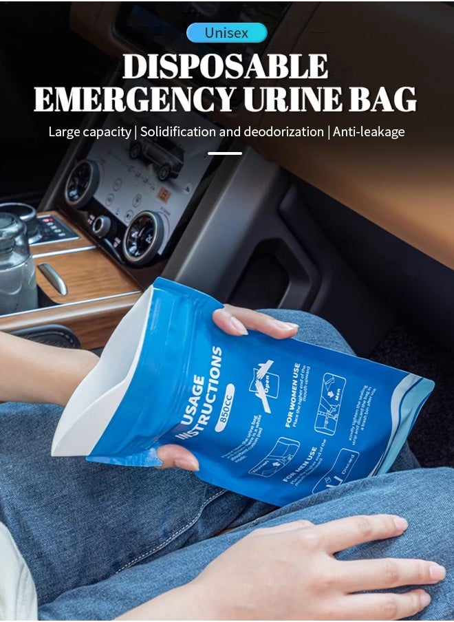 12 Pcs Disposable Urine Bags, 850ML Large Capacity Camping Pee Bags, Unisex Urinals Vomit Bags for Travel Urinal Toilet Traffic Jam Emergency Portable Toilet Bee Bag for Men Women Kids Patient