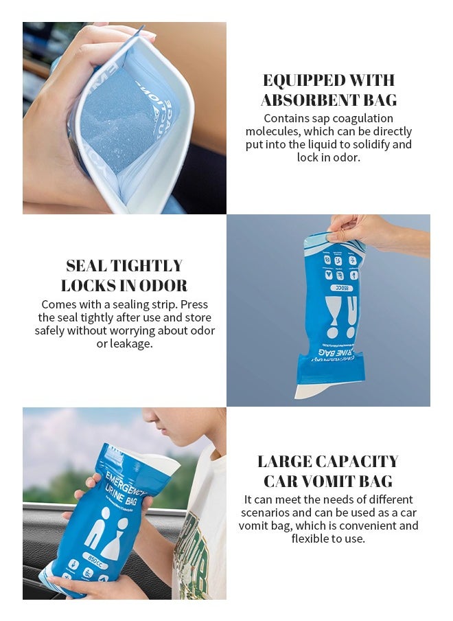 12 Pcs Disposable Urine Bags, 850ML Large Capacity Camping Pee Bags, Unisex Urinals Vomit Bags for Travel Urinal Toilet Traffic Jam Emergency Portable Toilet Bee Bag for Men Women Kids Patient
