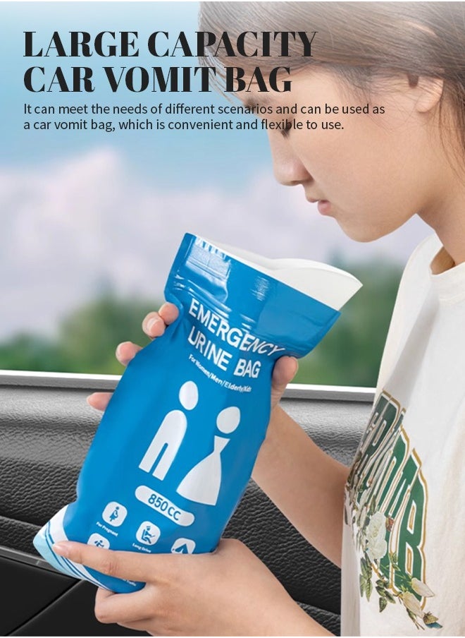 12 Pcs Disposable Urine Bags, 850ML Large Capacity Camping Pee Bags, Unisex Urinals Vomit Bags for Travel Urinal Toilet Traffic Jam Emergency Portable Toilet Bee Bag for Men Women Kids Patient