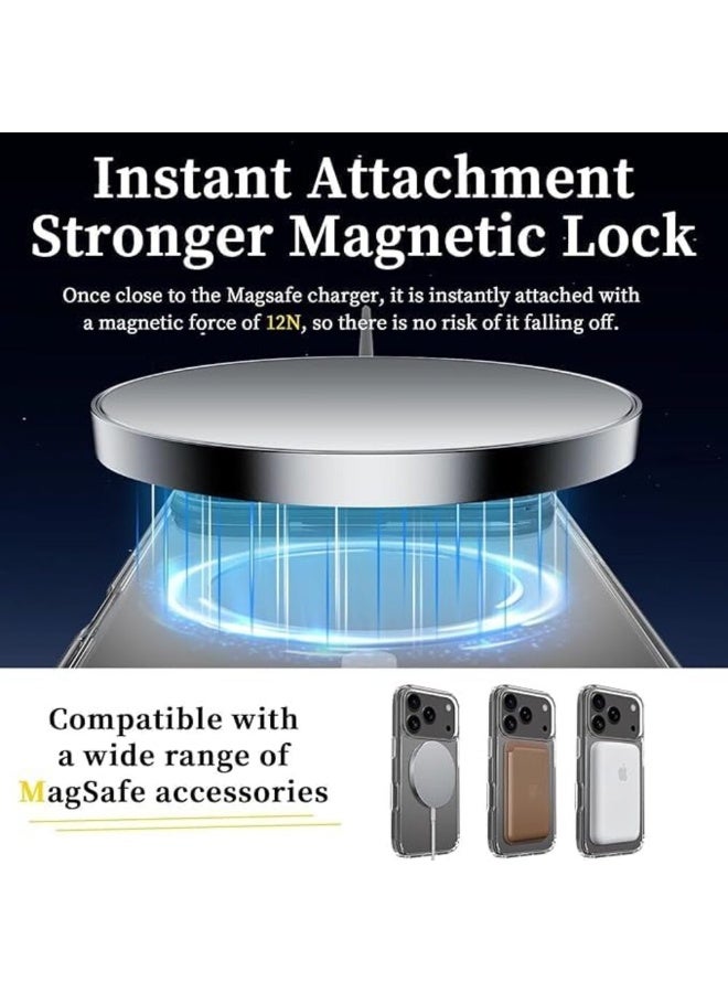 حافظة لجهاز آيفون 17 برو غطاء مغناطيسي شفاف متوافق مع ماج سيف حافظة هجين واقية من الكريستال الشفاف ظهر صلب مقاوم للصدمات إطار TPU نحيف شفاف لجهاز آيفون 17 برو من أبل - Image 5