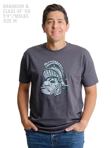 Nudge Printing Michigan State Apparel Retro Gruff Sparty MSU Spartans Super Soft Premium Heather Charcoal Grey T Shirt Comfy Tee for Men and Women (Small) - Image 2