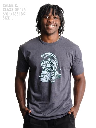 Nudge Printing Michigan State Apparel Retro Gruff Sparty MSU Spartans Super Soft Premium Heather Charcoal Grey T Shirt Comfy Tee for Men and Women (Small) - Image 4