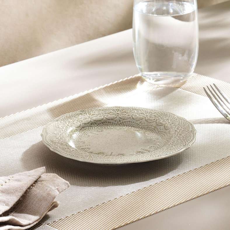 Pan Home Queen Lace Porcelain Dessert Plate Dia16cm -Brown