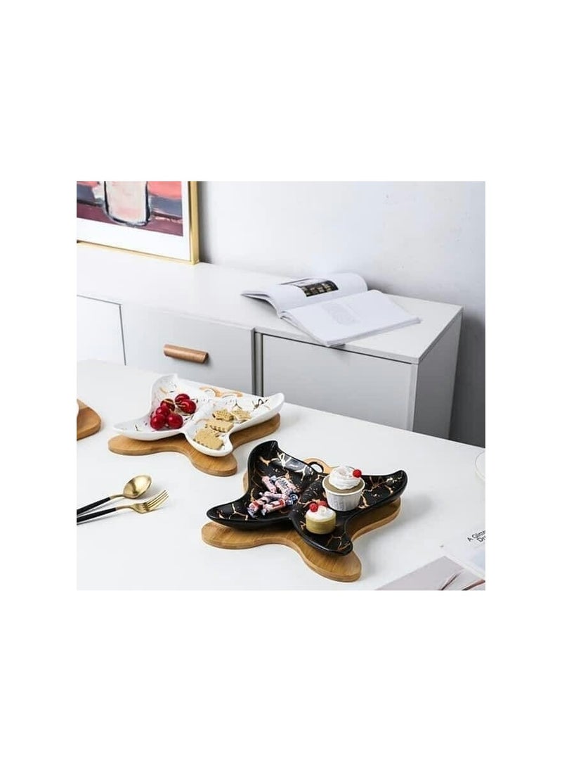 MARBLE Black butterfly-shaped bamboo porcelain snack plate QJ08-BLACK  - Image 2