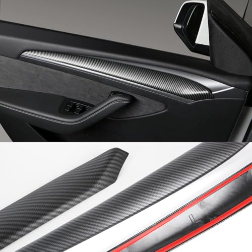 BMZX for Tesla Model Y/3 Dashboard Cover Fit for Model 3 2021-2023 and Model Y 2020-2025 (Not for Refresh Juniper) Carbon Fibber Pattern and Interior Front Door Trim Wrap Accessories Protector Covers - Image 5