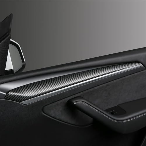 BMZX for Tesla Model Y/3 Dashboard Cover Fit for Model 3 2021-2023 and Model Y 2020-2025 (Not for Refresh Juniper) Carbon Fibber Pattern and Interior Front Door Trim Wrap Accessories Protector Covers - Image 2