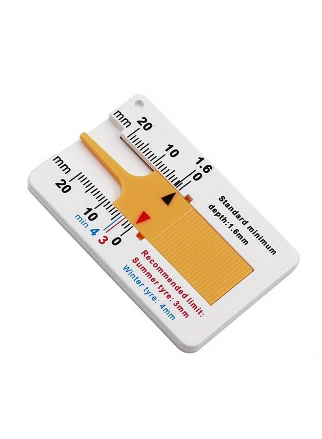 مقياس عمق الإطار المحمول الأصفر 0-20 ملم بمسطرة مزدوجة من الأي بي إس لسيارات الشاحنات والدراجات النارية - Image 1
