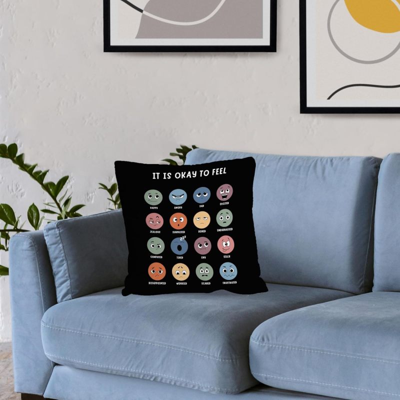 Psychological Counseling Room Pillowcase 18 × 18 inch Black Calming Corner Pillowcase Children's Room Decoration Psychological Counselor Gift - Image 4