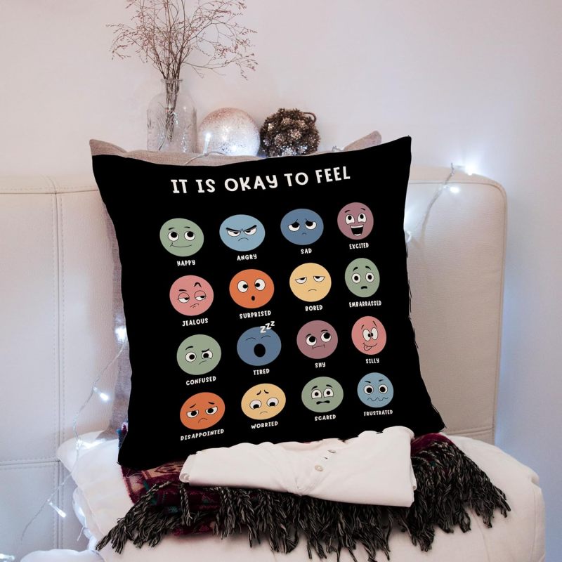 Psychological Counseling Room Pillowcase 18 × 18 inch Black Calming Corner Pillowcase Children's Room Decoration Psychological Counselor Gift - Image 2