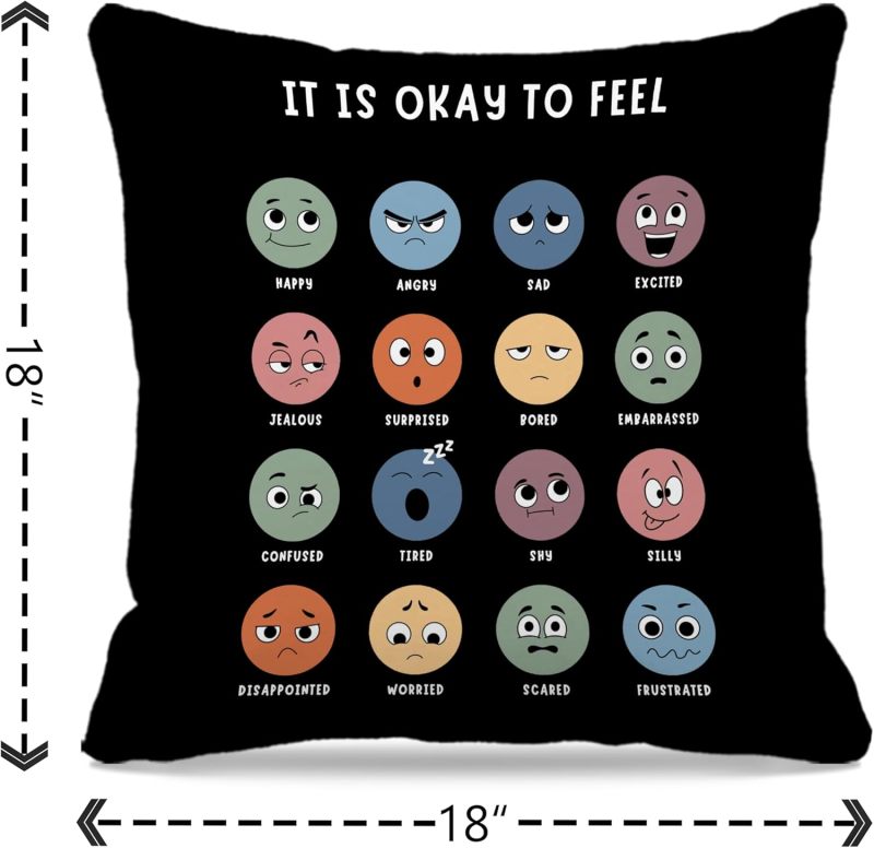 Psychological Counseling Room Pillowcase 18 × 18 inch Black Calming Corner Pillowcase Children's Room Decoration Psychological Counselor Gift - Image 5