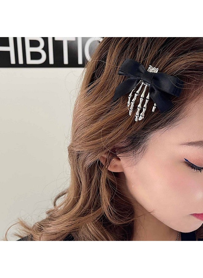 Utavu 2Pcs Skeleton Hair Clip Claw Skeleton Hand Hair Clip Bone Clips Spooky Skull Goth Hair Clips Halloween Hair Accessories For Women Girls Pack Of 2 - Image 2