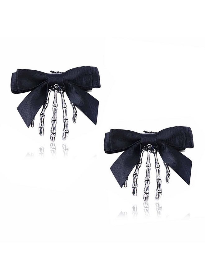 Utavu 2Pcs Skeleton Hair Clip Claw Skeleton Hand Hair Clip Bone Clips Spooky Skull Goth Hair Clips Halloween Hair Accessories For Women Girls Pack Of 2 - Image 1