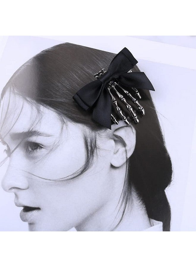 Utavu 2Pcs Skeleton Hair Clip Claw Skeleton Hand Hair Clip Bone Clips Spooky Skull Goth Hair Clips Halloween Hair Accessories For Women Girls Pack Of 2 - Image 5