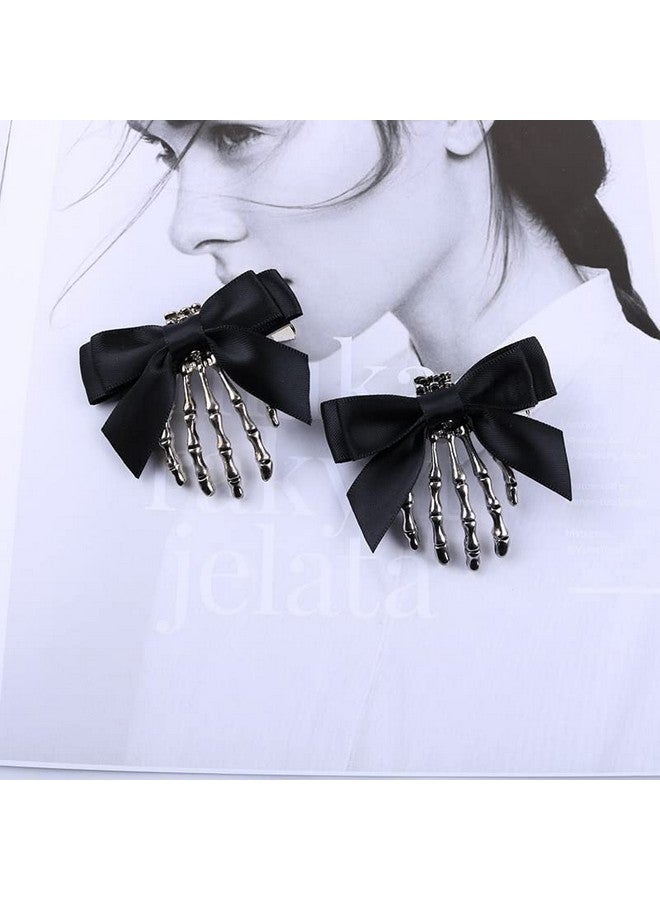 Utavu 2Pcs Skeleton Hair Clip Claw Skeleton Hand Hair Clip Bone Clips Spooky Skull Goth Hair Clips Halloween Hair Accessories For Women Girls Pack Of 2 - Image 3