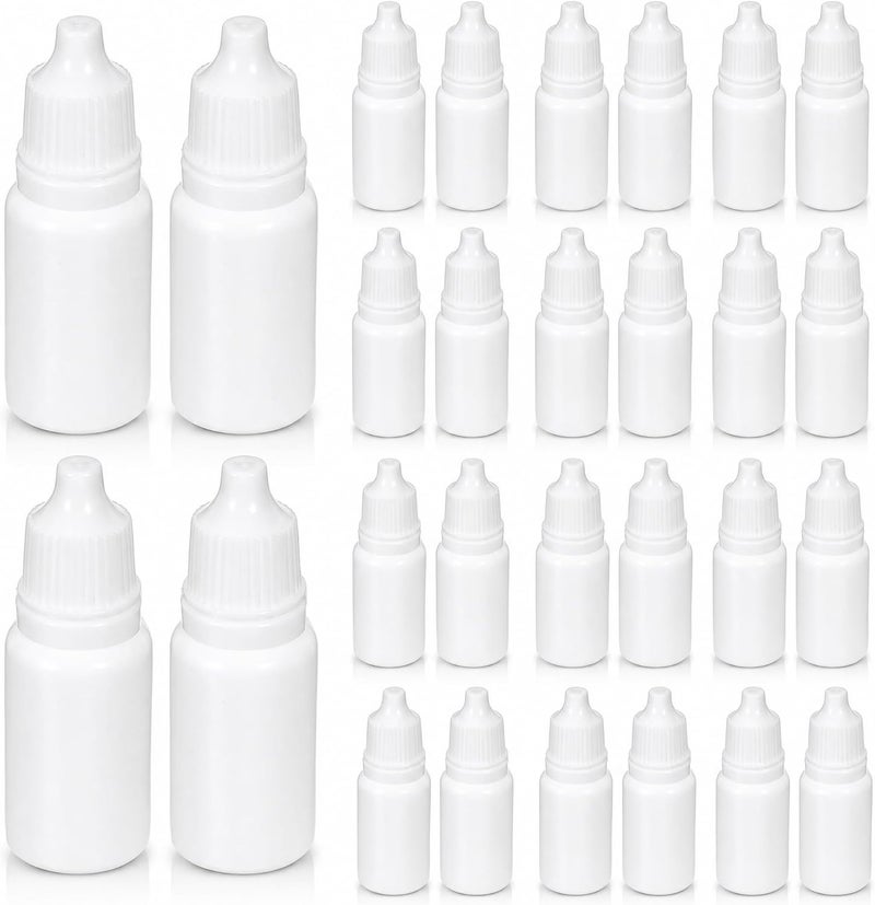 Hemobllo Empty Eye Dropper Bottles : 60Pcs 10ml Plastic Squeezable Dropper Bottles with Inner Plug and Screw Cap for Daily Use Travel (White) - Image 1