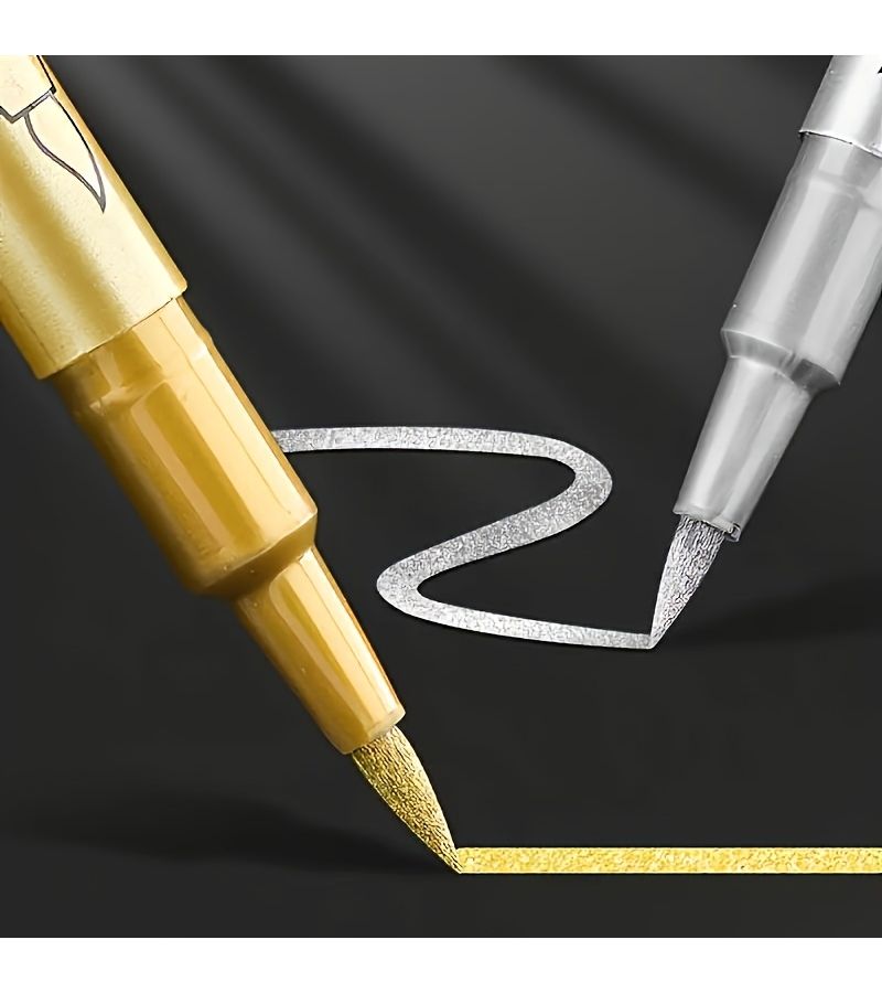 Golden And Silvery Permanent Markers For Graffiti Painting Stone Crafts Art Supplies Random Color - Image 1