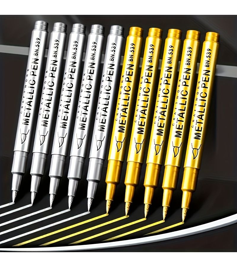 Golden And Silvery Permanent Markers For Graffiti Painting Stone Crafts Art Supplies Random Color - Image 2