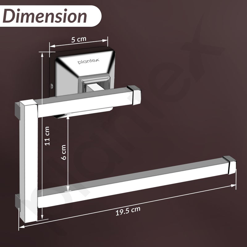 Plantex 304 Grade Stainless Steel Hand Towel Hanger for Washbasin/Towel Holder for Kitchen/Napkin Holder/Bathroom Accessories - Squaro (Chrome) - Image 2
