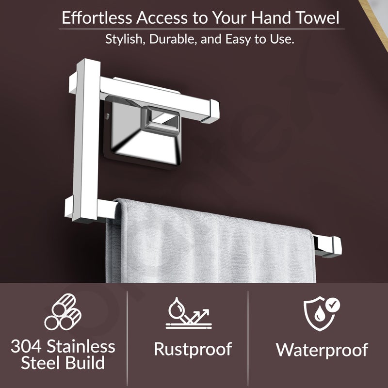 Plantex 304 Grade Stainless Steel Hand Towel Hanger for Washbasin/Towel Holder for Kitchen/Napkin Holder/Bathroom Accessories - Squaro (Chrome) - Image 3
