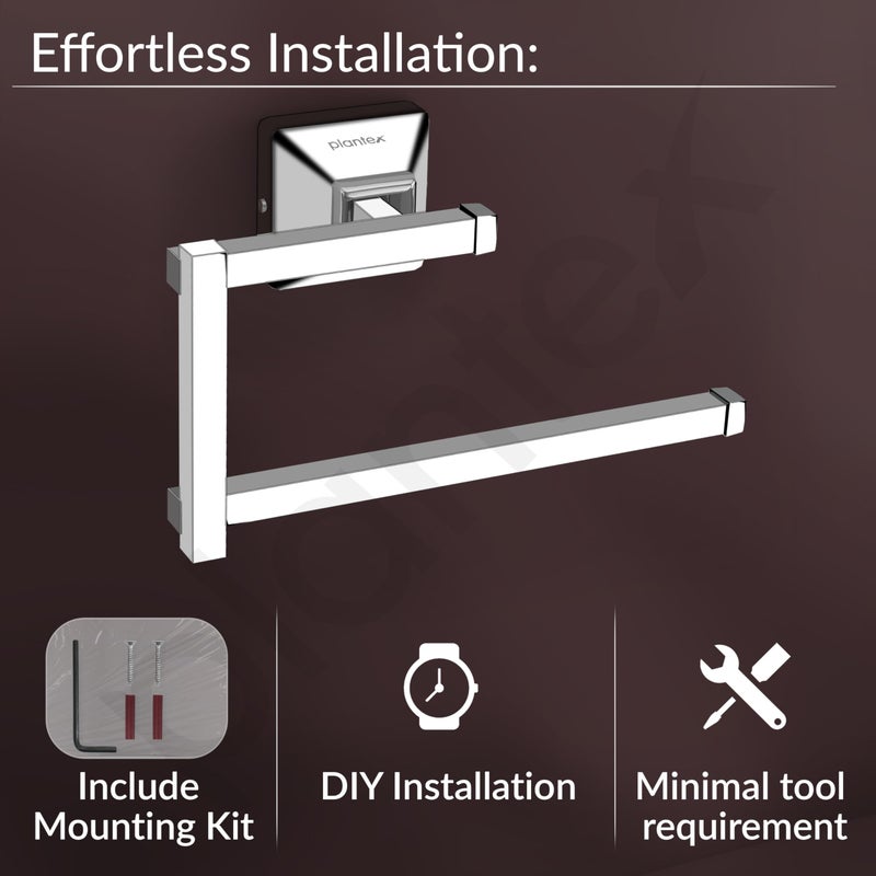 Plantex 304 Grade Stainless Steel Hand Towel Hanger for Washbasin/Towel Holder for Kitchen/Napkin Holder/Bathroom Accessories - Squaro (Chrome) - Image 5