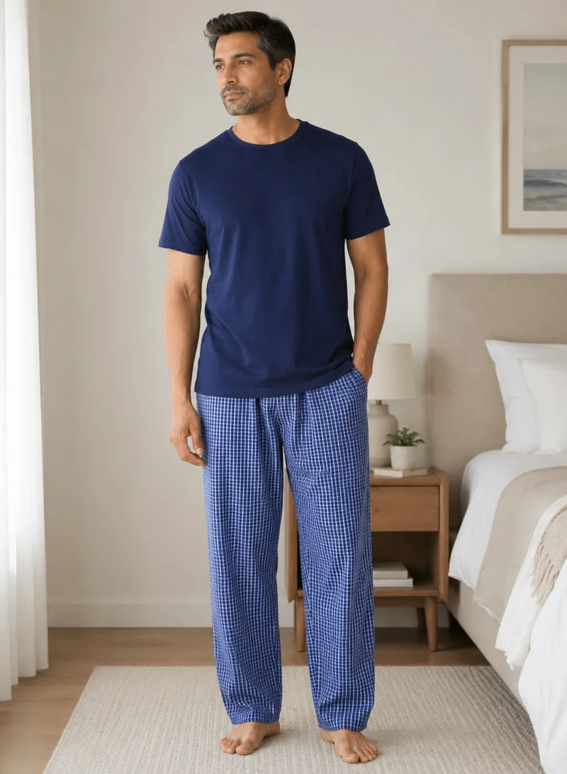 Victor And Jane  Men’s Short Sleeve T-Shirt & Long Pants Pyjama Set – Comfortable Relaxed Fit for Men | Best Price UAE