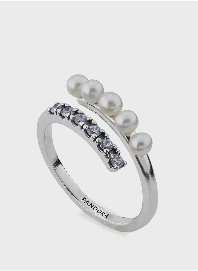 PANDORA Treated Freshwater Cultured Pearls & Pavé Open Ring  - Image 2