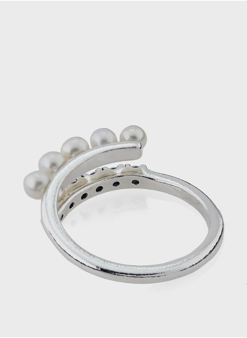 PANDORA Treated Freshwater Cultured Pearls & Pavé Open Ring  - Image 3