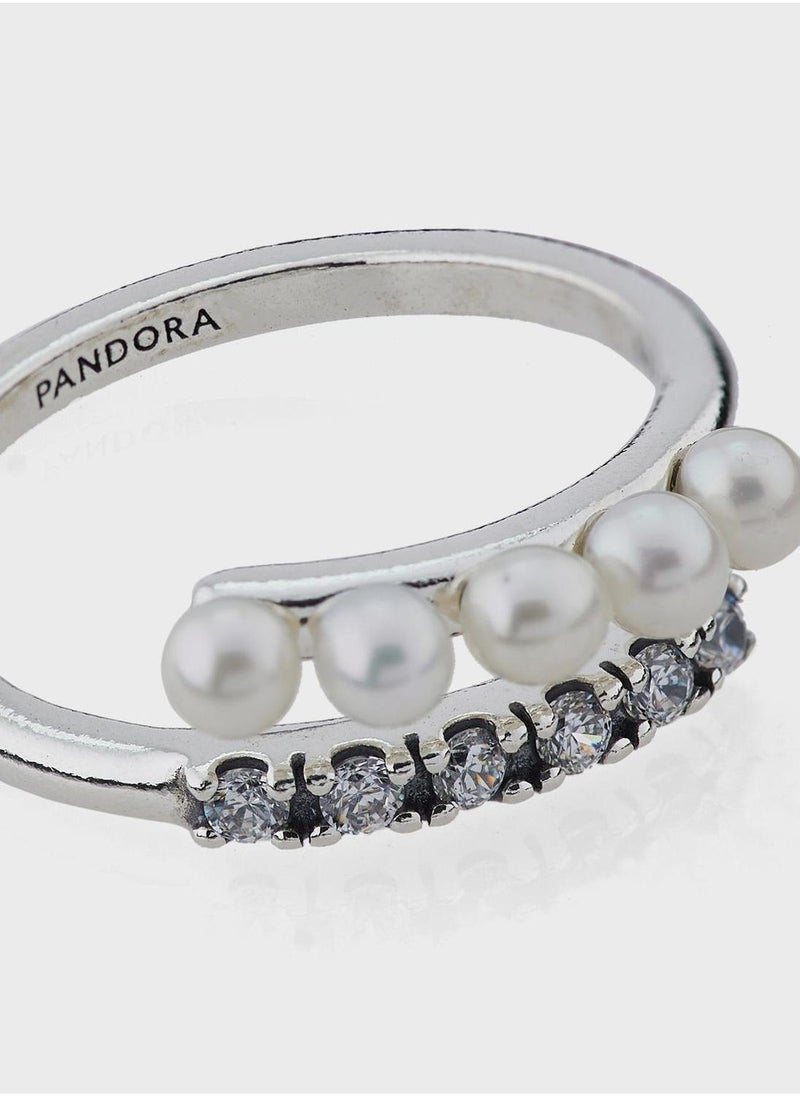 PANDORA Treated Freshwater Cultured Pearls & Pavé Open Ring  - Image 4
