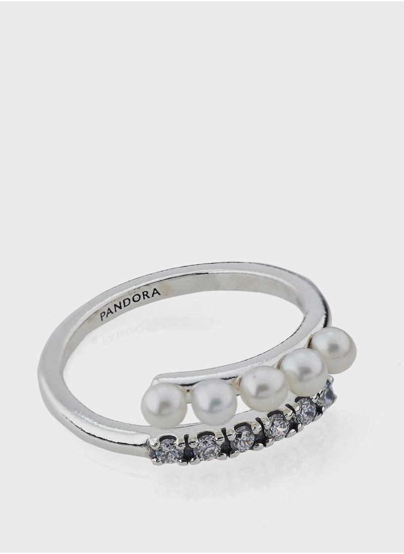 PANDORA Treated Freshwater Cultured Pearls & Pavé Open Ring  - Image 1