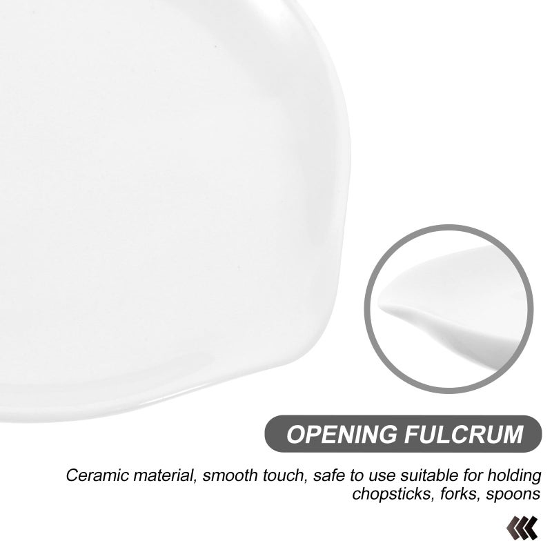 White Ceramic Spoon Rest Heat Resistant Compact Kitchen Utensil Holder - Image 5