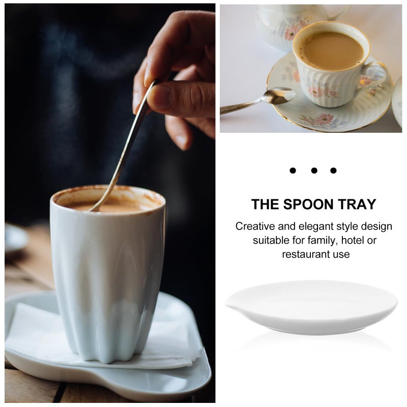 White Ceramic Spoon Rest Heat Resistant Compact Kitchen Utensil Holder - Image 4