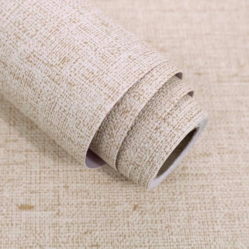 lenify Beige Grasscloth Wallpaper Peel and Stick Vintage Grasscloth Contact Paper 15.7inch x 393.7inch Faux Linen Wallpaper Textured Self Adhesive Removable Contact Paper for Cabinet Vinyl - Image 1