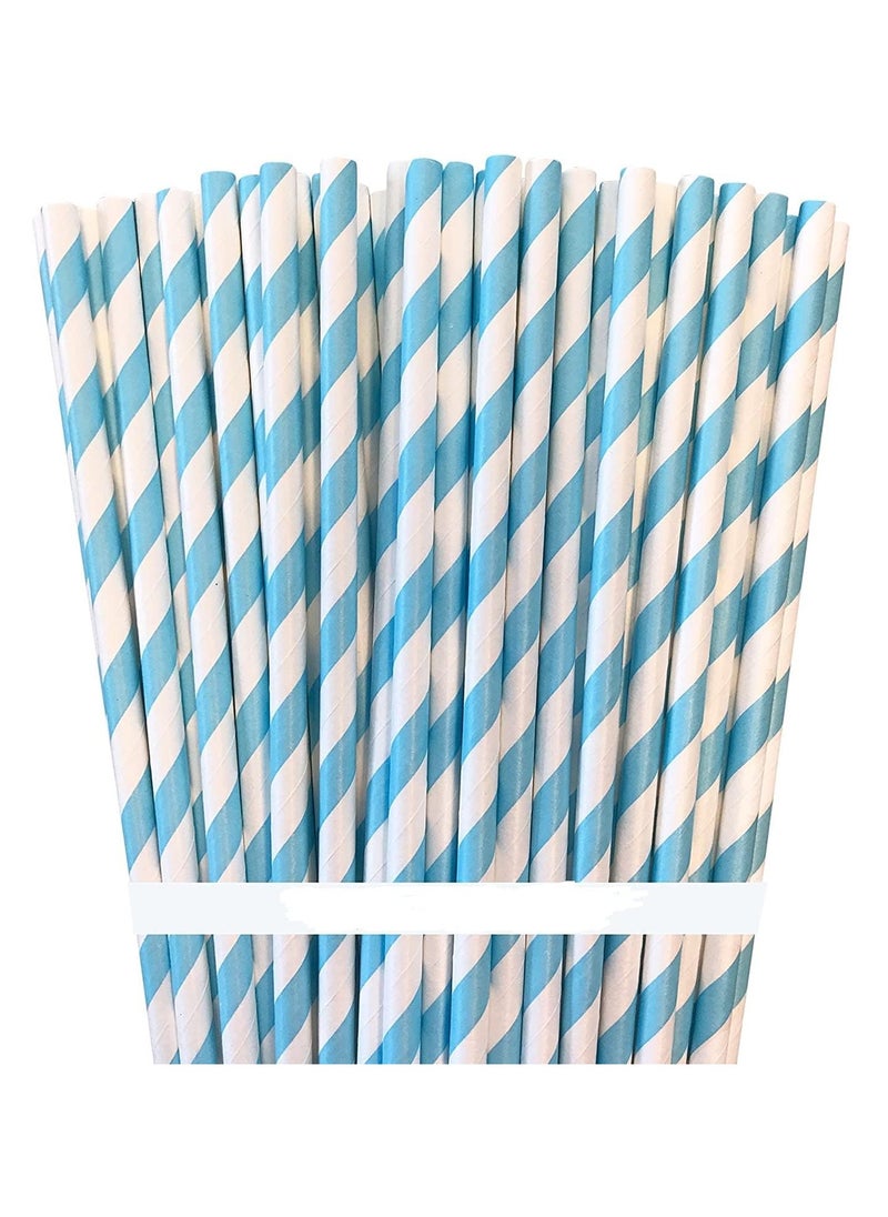 4basix 4basix Biodegradable Paper Straws Pack of 100 Disposable Drinking Straw Eco Friendly Paper Straws For Baby Shower Birthdays Christams Wedding Ceremony Baby Blue  - Image 1