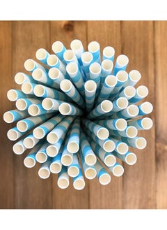 4basix 4basix Biodegradable Paper Straws Pack of 100 Disposable Drinking Straw Eco Friendly Paper Straws For Baby Shower Birthdays Christams Wedding Ceremony Baby Blue  - Image 2