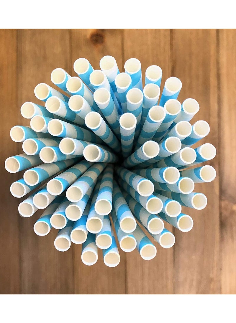 4basix 4basix Biodegradable Paper Straws Pack of 100 Disposable Drinking Straw Eco Friendly Paper Straws For Baby Shower Birthdays Christams Wedding Ceremony Baby Blue  - Image 2