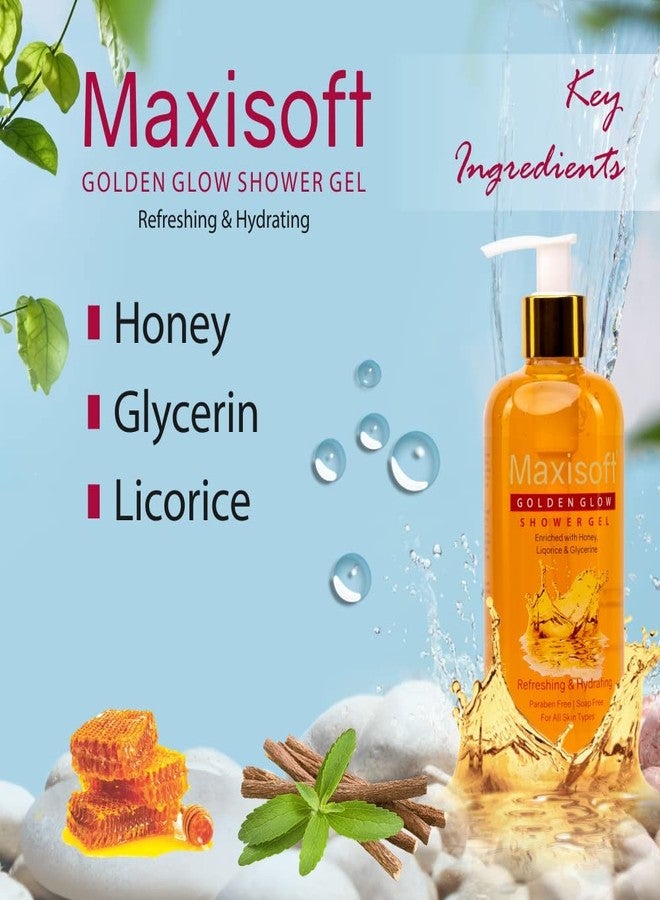 Maxisoft Golden Glow Shower Gel | Refreshing & Hydrating | pH Balanced | Women & Men | Glowing Skin | Suitable for All Skin | Paraben Free |Oil Free | Soap Free | (Pack of 1-300ml) - Image 4