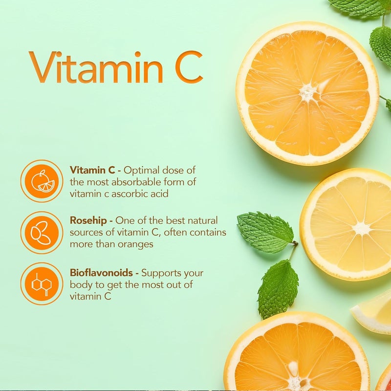 Zipvit Vitamin C 1000mg 180 High Strength Vitamin C Tablets with Rosehip Bioflavonoids Vegan VIT C Supplement Supports The Immune System and Reduction of Tiredness and Fatigue - Image 3