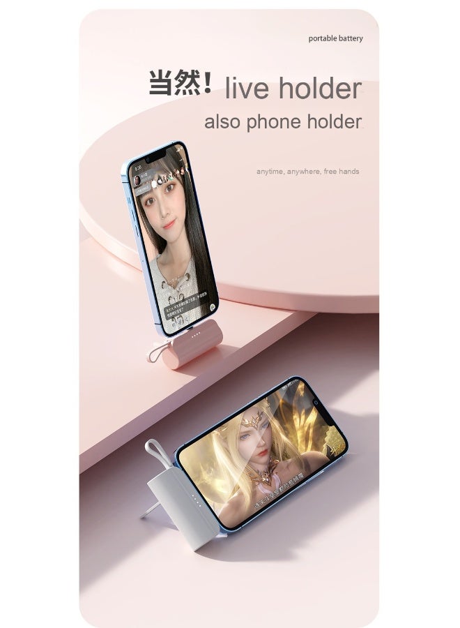 Mini Pocket 10000mAh Capsule Power Bank with Phone Stand (Type-C Version Includes Charging Cable for iPhone) - Image 3