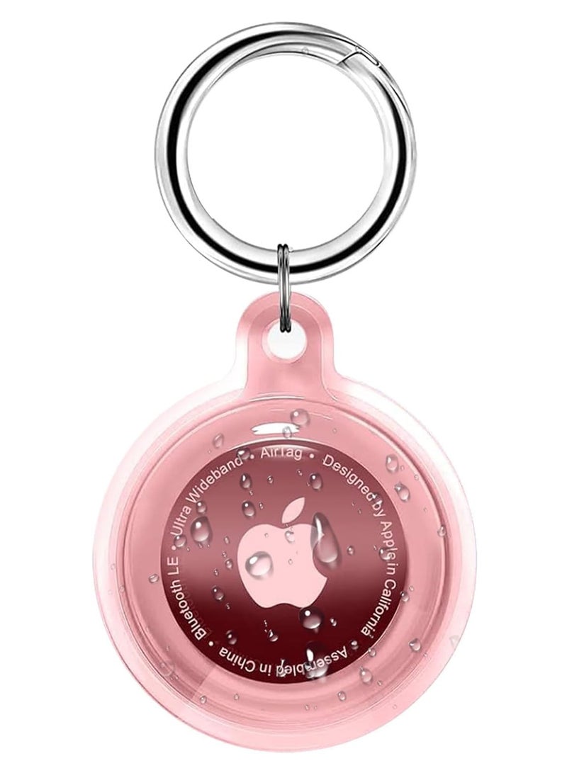  FS Waterproof Airtag Holder, Apple Airtags with Keychain, Air Tag Case for Luggage, Dog Collar, Keys, Anti-Scratch Full Body Protective Air Tags Holder,Clear Pink  - Image 1