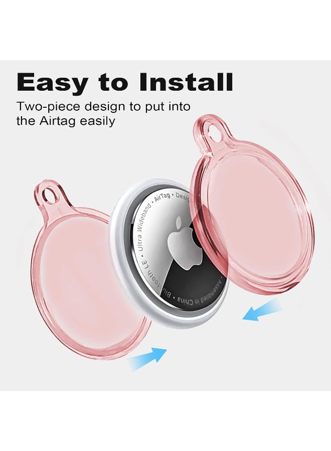  FS Waterproof Airtag Holder, Apple Airtags with Keychain, Air Tag Case for Luggage, Dog Collar, Keys, Anti-Scratch Full Body Protective Air Tags Holder,Clear Pink  - Image 3