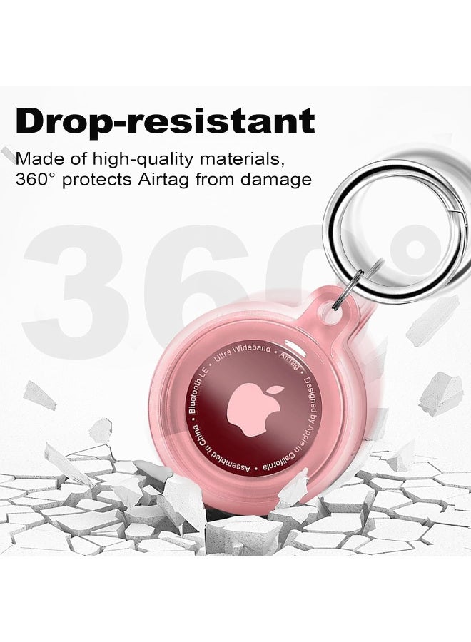  FS Waterproof Airtag Holder, Apple Airtags with Keychain, Air Tag Case for Luggage, Dog Collar, Keys, Anti-Scratch Full Body Protective Air Tags Holder,Clear Pink  - Image 5