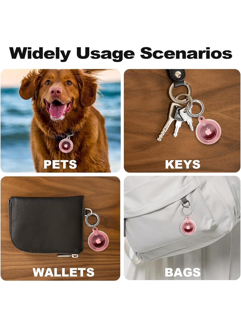  FS Waterproof Airtag Holder, Apple Airtags with Keychain, Air Tag Case for Luggage, Dog Collar, Keys, Anti-Scratch Full Body Protective Air Tags Holder,Clear Pink  - Image 2