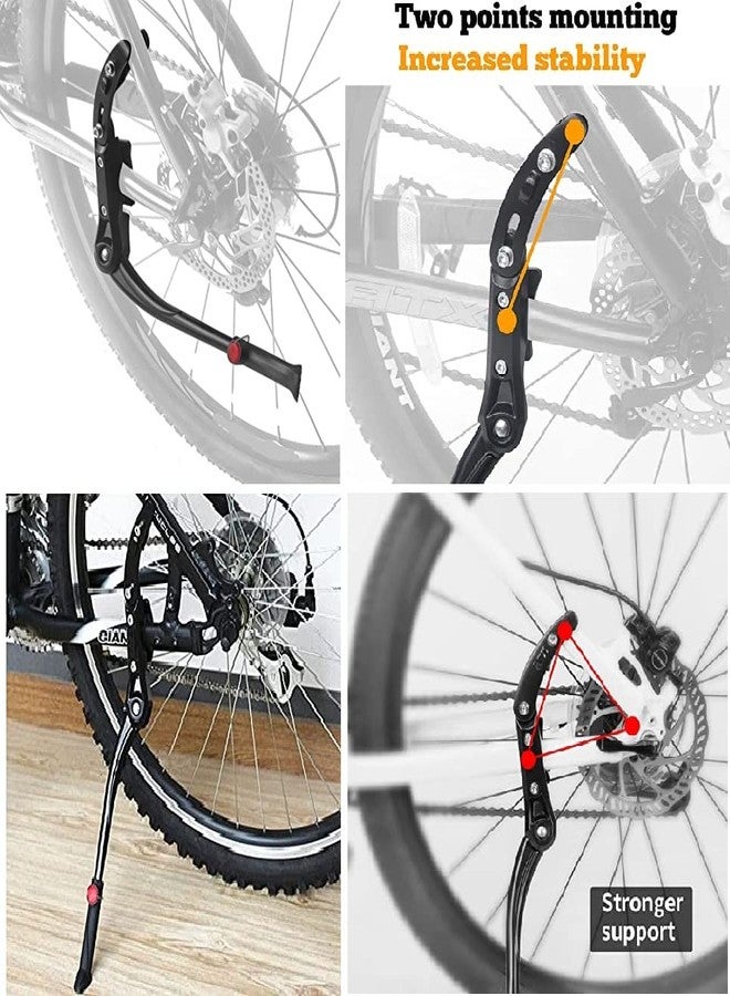 Wavva® Aluminum-Alloy Side Kickstand,Adjustable Support,Kick Stand for Road Bike Mountain Bicycle (Black) (Long Head) - Image 3