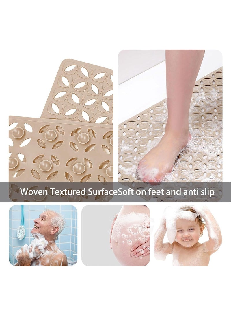 كيلا سجادة دش Tazweeq، سجادة حوض الاستحمام، سجادة دش مطاطية غير قابلة للانزلاق مع فتحات تصريف وأكواب شفط، تصريف سريع وسهل التنظيف، سجادة حمام لحوض الاستحمام وكابينة الدش والحمام، قابلة للغسل في الغسالة (كاكي) - Image 4