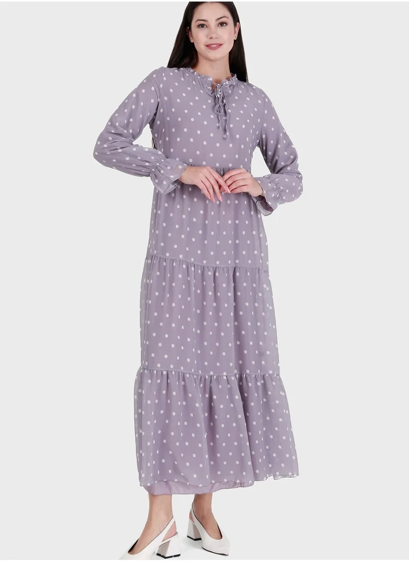 Refka by modanisa Polka Dot Tiered Dress