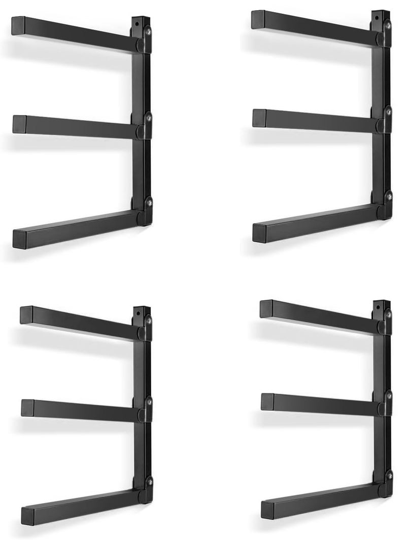 Ultrawall Wall Mount Wood Organizer and Lumber Storage Metal Rack for Shed Workshop Garage with 3Level Black4 Pack