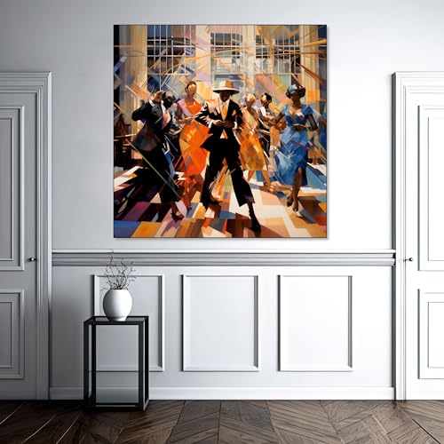 The Castle Decor Modern Abstract Dance Painting with Frame Big Size (24X24) Wall Art for Living Room, Bedroom, Drawing Room, Hotels-Wooden Framed-Digital Painting - Image 2